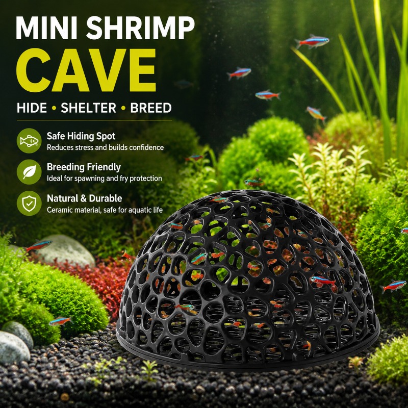 Mini Porous Ceramic Shrimp Cav - Hide Cave Ceramic recension och pris